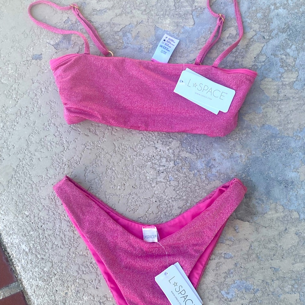 L*Space Rebel Top and Cabana Bottom in Bubblegum Pink